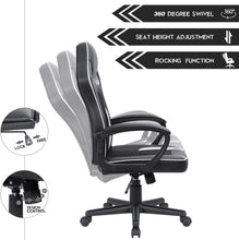Cargar imagen en el visor de la galería, Office Chair Desk Leather Gaming Chair, High Back Ergonomic Adjustable Racing Chair,Task Swivel Executive Computer Chair Headrest and Lumbar Support (Black&White)