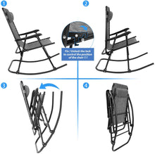 Load image into Gallery viewer, Patio Rocking Zero Gravity Chair Outdoor Wide Recliner Portable Lounge Chair Folding with Headrest for Camping Fishing Beach Poolside(Gray)