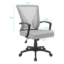 Load image into Gallery viewer, Office Mid Back Swivel Lumbar Support Desk, Computer Ergonomic Mesh Chair with Armrest (Gray)