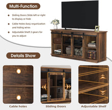 Load image into Gallery viewer, Farmhouse TV Stand for 65 Inch TV, Mid Century Modern Entertainment Center for Living Room Bedroom, Television Stands Console Table with Sliding Barn Doors and Storage Cabinets (Rustic Oak)

