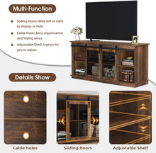 Load image into Gallery viewer, Farmhouse TV Stand for 65 Inch TV, Mid Century Modern Entertainment Center for Living Room Bedroom, Television Stands Console Table with Sliding Barn Doors and Storage Cabinets (Rustic Oak)