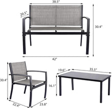 Load image into Gallery viewer, Brand New 4 Pieces Patio Furniture Set Modern Conversation Set Outdoor Garden Patio Bistro Set with Glass Coffee Table for Home, Porch, Lawn (Grey)

