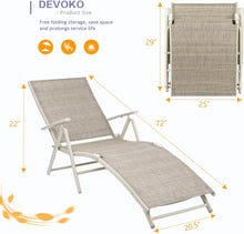 Load image into Gallery viewer, Patio Outdoor Chaise Lounge Chairs Beach Pool Side Folding Recliner Adjustable Lounge Chair Set of 2 (Beige)