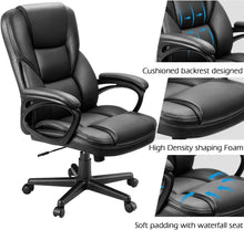 Cargar imagen en el visor de la galería, Office Exectuive Chair High Back Adjustable Managerial Home Desk Chair,Swivel Computer PU Leather Chair with Lumbar Support (Black)