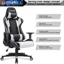 Load image into Gallery viewer, Gaming Chair Office Chair High Back Computer Chair PU Leather Desk Chair PC Racing Executive Ergonomic Adjustable Swivel Task Chair with Headrest and Lumbar Support (White)
