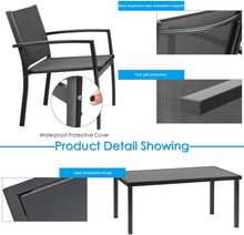 Cargar imagen en el visor de la galería, Brand New 4 Pieces Patio Furniture Set Outdoor Garden Patio Conversation Sets Poolside Lawn Chairs with Glass Coffee Table Porch Furniture (Black)