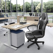 Cargar imagen en el visor de la galería, Office Chair Desk Leather Gaming Chair, High Back Ergonomic Adjustable Racing Chair,Task Swivel Executive Computer Chair Headrest and Lumbar Support (Black&White)
