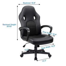Cargar imagen en el visor de la galería, Office Chair Desk Leather Gaming Chair, High Back Ergonomic Adjustable Racing Chair,Task Swivel Executive Computer Chair Headrest and Lumbar Support (Black)