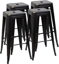 Cargar imagen en el visor de la galería, Metal Bar Stool 30" Indoor/Outdoor Barstool Modern Industrial Backless Light Weight Bar Stools with Square Seat Set of 4