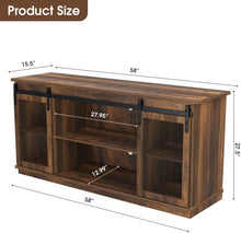 Load image into Gallery viewer, Farmhouse TV Stand for 65 Inch TV, Mid Century Modern Entertainment Center for Living Room Bedroom, Television Stands Console Table with Sliding Barn Doors and Storage Cabinets (Rustic Oak)