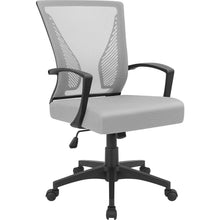 Load image into Gallery viewer, Office Mid Back Swivel Lumbar Support Desk, Computer Ergonomic Mesh Chair with Armrest (Gray)