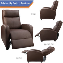 Cargar imagen en el visor de la galería, Recliner Chair with Massage Home Theater Seating PU Leather Modern Living Room Chair Padded Cushion Reclining Sofa (Brown)