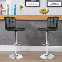 Load image into Gallery viewer, Bar Stools X-Large- Square PU Leather Adjustable Counter Height Swivel Stool Armless Chairs Set of 2 with Bigger Base (Black)