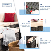 Cargar imagen en el visor de la galería, Brand New 6 Pieces Patio Furniture Set Outdoor Sectional Sofa Outdoor Furniture Set Patio Sofa Set Conversation Set with Cushion and Table (Beige)