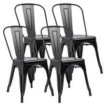 Cargar imagen en el visor de la galería, Metal Indoor-Outdoor Restaurant Chairs Kitchen Dining Chairs Stackable Side Chairs with Back Set of 4