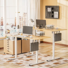 Cargar imagen en el visor de la galería, Electric Height Adjustable Standing Desk Large Sit Stand up Desk Home Office Computer Desk 55 x 24 Inches Lift Table with T-Shaped Metal Bracket, Walnut