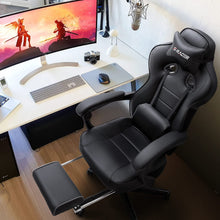 Load image into Gallery viewer, Gaming Chair Racing Style Reclining Chair Ergonomic Home Office Computer Chair High Back PU Leather Adjustable Swivel Big and Tall Chair with Footrest (Black)
