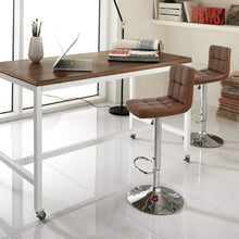 Cargar imagen en el visor de la galería, Modern PU Leather Adjustable Swivel Barstools, Armless Hydraulic Kitchen Counter Bar Stools Synthetic Leather Extra Height Square Island Bar Stool with Back Set of 2(Brown)