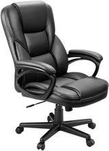 Cargar imagen en el visor de la galería, Office Exectuive Chair High Back Adjustable Managerial Home Desk Chair,Swivel Computer PU Leather Chair with Lumbar Support (Black)