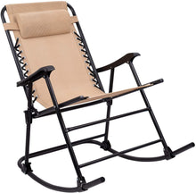 Cargar imagen en el visor de la galería, Patio Rocking Zero Gravity Chair Outdoor Wide Recliner Portable Lounge Chair Folding with Headrest for Camping Fishing Beach Poolside(Beige)