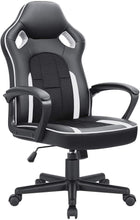 Cargar imagen en el visor de la galería, Office Chair Desk Leather Gaming Chair, High Back Ergonomic Adjustable Racing Chair,Task Swivel Executive Computer Chair Headrest and Lumbar Support (Black&White)