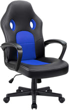 Cargar imagen en el visor de la galería, Office Chair Desk Leather Gaming Chair, High Back Ergonomic Adjustable Racing Chair,Task Swivel Executive Computer Chair Headrest and Lumbar Support (Blue)