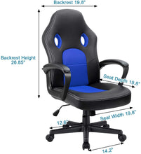 Cargar imagen en el visor de la galería, Office Chair Desk Leather Gaming Chair, High Back Ergonomic Adjustable Racing Chair,Task Swivel Executive Computer Chair Headrest and Lumbar Support (Blue)