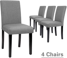 Cargar imagen en el visor de la galería, Dining Chairs Urban Style Fabric Parson Chairs Kitchen Livng Room Armless Side Chair with Solid Wood Legs Set of 4 (Gray)