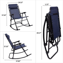 Cargar imagen en el visor de la galería, Patio Rocking Zero Gravity Chair Outdoor Wide Recliner Portable Lounge Chair Folding with Headrest for Camping Fishing Beach Poolside(Blue)