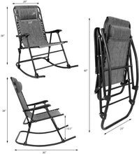 Load image into Gallery viewer, Patio Rocking Zero Gravity Chair Outdoor Wide Recliner Portable Lounge Chair Folding with Headrest for Camping Fishing Beach Poolside(Gray)