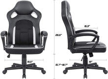 Cargar imagen en el visor de la galería, Office Chair Desk Leather Gaming Chair, High Back Ergonomic Adjustable Racing Chair,Task Swivel Executive Computer Chair Headrest and Lumbar Support (Black&White)