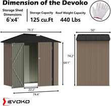 Load image into Gallery viewer, Outdoor Storage Shed 6 x 4 FT Lockable Metal Garden Shed Steel Anti-Corrosion Storage House with Double Lockable Door for Backyard Outdoor Patio (6' x 4')