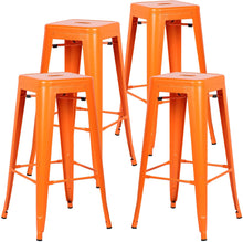 Cargar imagen en el visor de la galería, Metal Bar Stool 30" Indoor/Outdoor Barstool Modern Industrial Backless Light Weight Bar Stools with Square Seat Set of 4