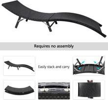 Load image into Gallery viewer, Patio Chaise 3 Pieces Lounge with Cushions Unadjustable Modern Outdoor Furniture Set PE Wicker Rattan Backrest Lounger Chair Patio Folding Chaise Lounge with Folding Table (3 Pieces)