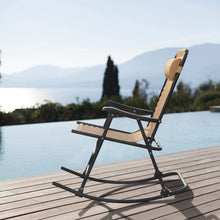 Cargar imagen en el visor de la galería, Patio Rocking Zero Gravity Chair Outdoor Wide Recliner Portable Lounge Chair Folding with Headrest for Camping Fishing Beach Poolside(Beige)