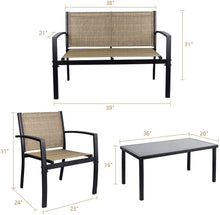 Cargar imagen en el visor de la galería, Brand New 4 Pieces Patio Furniture Outdoor Furniture Outdoor Patio Furniture Set Textilene Bistro Set Modern Conversation Set Bistro Set with Loveseat Tea Table for Home, Lawn and Balcony