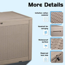 Load image into Gallery viewer, NEW 100 Gallon Waterproof Large Resin Deck Box Indoor Outdoor Lockable Storage Container for Patio Furniture Cushions, Toys and Garden Tools (Light Brown)