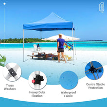 Cargar imagen en el visor de la galería, Outdoor Canopy Tent Ez Pop Up Canopy 10x10 Instant Tent for Parties Removable Canopy with Roller Bag, Bonus 4 Weight Bags(Blue)
