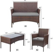 Load image into Gallery viewer, Brand New 4 Pieces Outdoor Patio Furniture Sets Rattan Chair Wicker Set, Outdoor Indoor Use Backyard Porch Garden Poolside Balcony Furniture Sets (Gray)