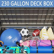 Load image into Gallery viewer, NEW 230 Gallon XXL Resin Deck Box Outdoor Waterproof Storage Box Loackable Bench for Patio Furniture Cushions, Toys and Garden Tools