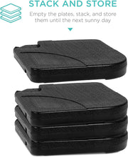 Cargar imagen en el visor de la galería, Heavy-Duty Cantilever Offset Patio Umbrella Stand Square Base Plate Set w/Easy-Fill Spouts for Water or Sand - Black