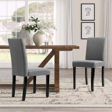 Cargar imagen en el visor de la galería, Dining Chairs Urban Style Fabric Parson Chairs Kitchen Livng Room Armless Side Chair with Solid Wood Legs Set of 4 (Gray)