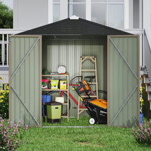Load image into Gallery viewer, Outdoor Storage Shed 6 x 8 FT Lockable Metal Garden Shed Steel Anti-Corrosion Storage House with Single Lockable Door for Backyard Outdoor Patio(6' x 8')