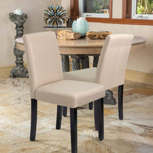 Cargar imagen en el visor de la galería, Dining Chairs Urban Style Fabric Parson Chairs Kitchen Livng Room Armless Side Chair with Solid Wood Legs Set of 4 (Beige)