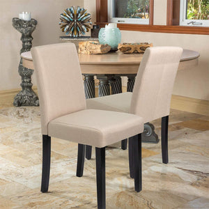 Dining Chairs Urban Style Fabric Parson Chairs Kitchen Livng Room Armless Side Chair with Solid Wood Legs Set of 4 (Beige)