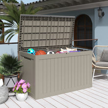 Load image into Gallery viewer, NEW 230 Gallon XXL Resin Deck Box Outdoor Waterproof Storage Box Loackable Bench for Patio Furniture Cushions, Toys and Garden Tools
