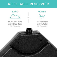 Cargar imagen en el visor de la galería, Heavy-Duty Cantilever Offset Patio Umbrella Stand Square Base Plate Set w/Easy-Fill Spouts for Water or Sand - Black