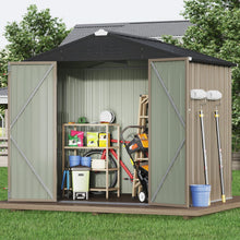 Load image into Gallery viewer, Outdoor Storage Shed 6 x 8 FT Lockable Metal Garden Shed Steel Anti-Corrosion Storage House with Single Lockable Door for Backyard Outdoor Patio(6' x 8')
