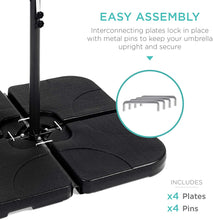 Cargar imagen en el visor de la galería, Heavy-Duty Cantilever Offset Patio Umbrella Stand Square Base Plate Set w/Easy-Fill Spouts for Water or Sand - Black