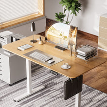 Cargar imagen en el visor de la galería, Electric Height Adjustable Standing Desk Large Sit Stand up Desk Home Office Computer Desk 55 x 24 Inches Lift Table with T-Shaped Metal Bracket, Walnut